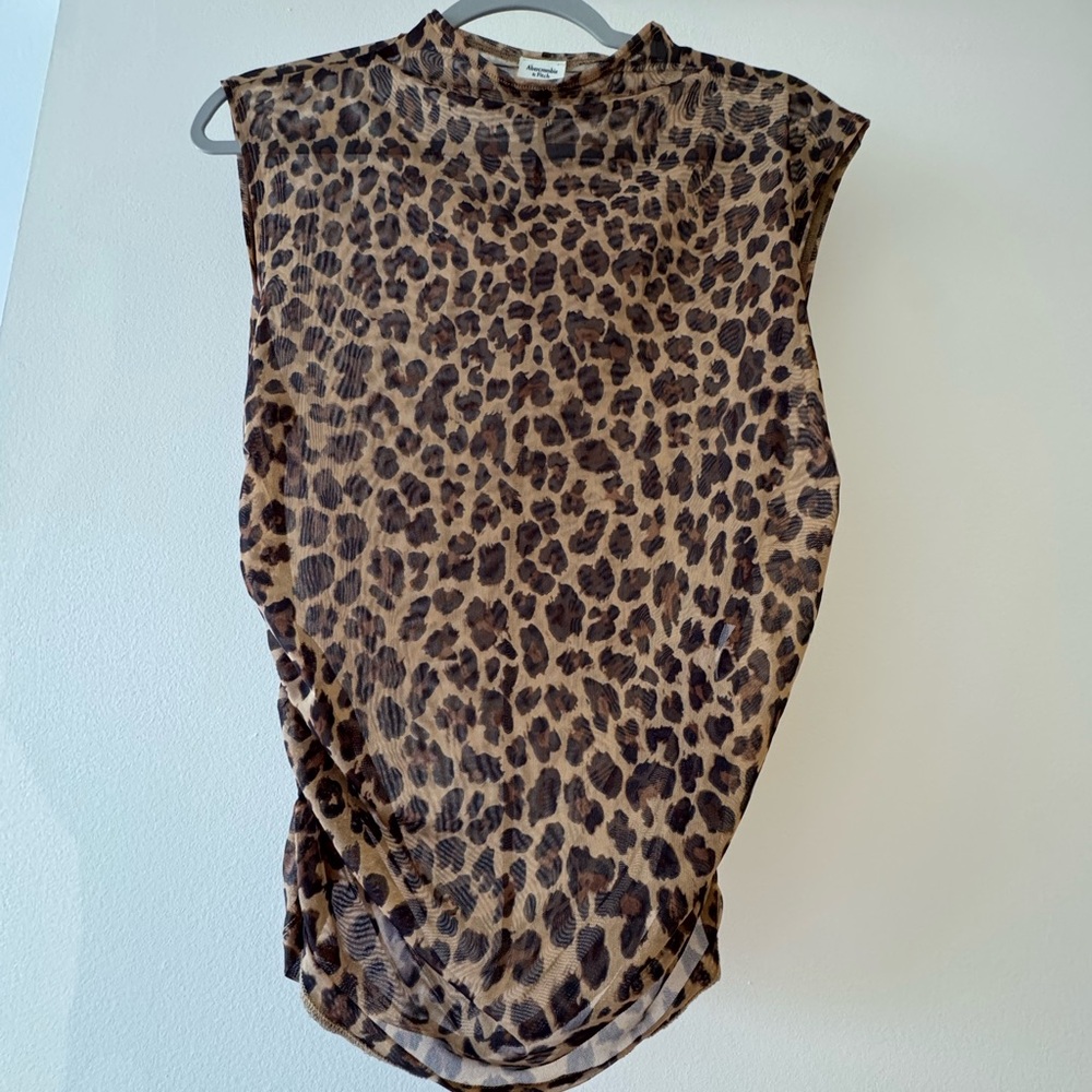 Abercrombie & Fitch Leopard Print Sheer Top - Picture 4 of 7